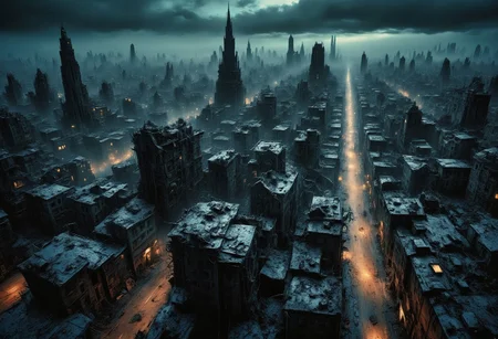 high quality, 8K Ultra HD, a metropolis where elements of nightmarish surrealism converge into a scary, gore, horror scene, Escher's influence is subtly incorporated, transforming the city into an intricate, mind-bending spectacle, Stark contrasts between light and dark enhance the dreamlike quality of the scene, creating an unsettling yet captivating urban horrific dreamscape, photorealistic, ultra realistic,aidmaimageupgrader,