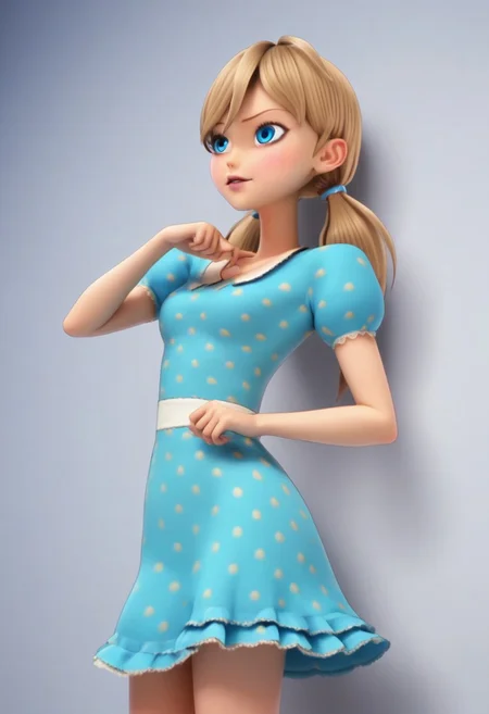 , score_9, score_8_up, score_7_up, score_6_up, score_5_up, score_4_up, 1girl,breasts, breasts, medium breasts, source_cartoon, 2D, detailed eyes, bright blue eyes, (petite body), (athletic tummy:0.8), (small breast:0.8) (sexy pose:1.4), (teasing:1.4)
1girl, solo, erotic aesthetics, unique angle, detailed background, semi realistic, source_cartoon, modern,
imtdaurobeaureal, 1girl, twintails, low twintails, blue eyes, blonde hair, long hair, dress, short sleeves, polka dot dress, blue dress, puffy sleeves