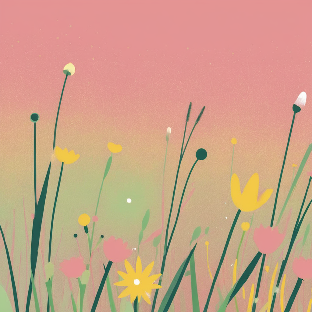 illstyle, illustration style, a closeup of a wildflower field, green pink yellw <lora:Illustration_-StyleXL_kk:1>