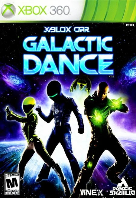 xb0xc0ver, xbox360 video game cover of Galactic Dance, dance battle, aliens, <lora:Xbox360Cover4:1.0>