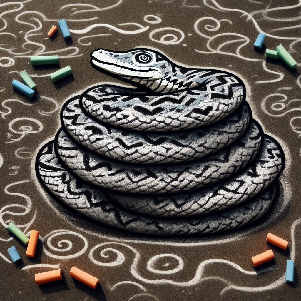 ch4lkdr4wing, chalk, snake, spiral pupils