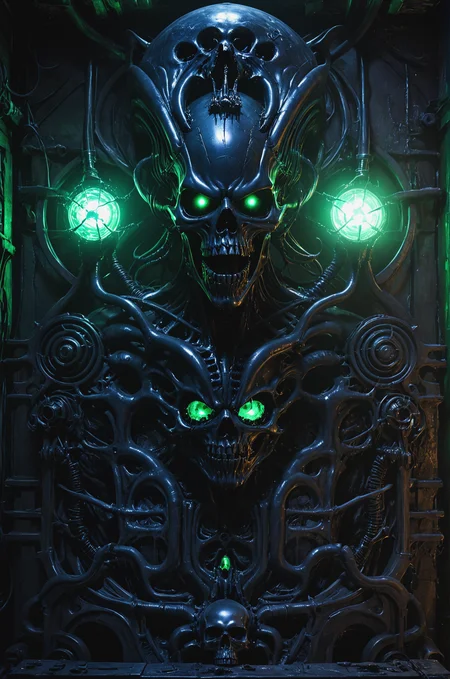 h.r. giger, alien, space, dark, night, cinematic lighting, wax, melting, backlighting, humanoid, ghost, sub surface scattering, glow,  zPDXL <lora:GRIM_v1:0.3> horror (theme), eldritch abomination, monster, skull, chaotic, silhouette, obsolete, fear factory, iron maiden, <lora:MG_jijia:0.2> MG_jijia_feichuan, MG_jijia_qiang, MG_jijia_girl <lora:MagicalCircle_Sora:0.2> MagicalCircle <lora:xl_more_art-full_v1:0.4>