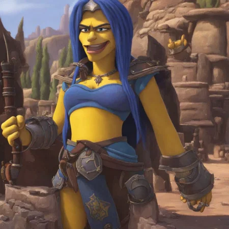 Marge Simpson World of Warcraft cinematic style <lora:SDXL-World-of-Warcraft-cinematic-style-Lora-r32:0.8>
