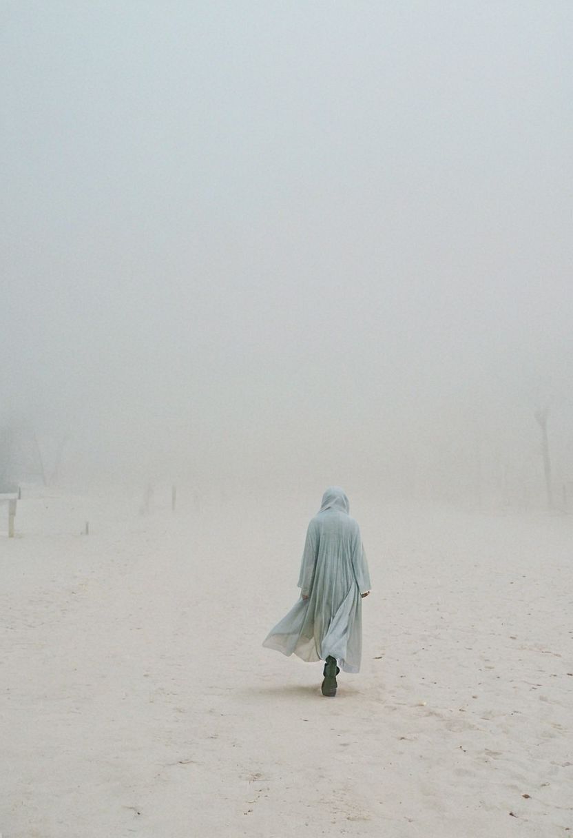 (best quality ) ,(burqaaward winning, fog, (aesthetic of  with serenity atmosphere:0.5))(analog photo:1.2),((),(dynamic camera), DUNA ,pure white , detailed, , , hyper detailed, professional poster art, bold lines, award winning,  , FastNegativeV2, ral-dissolve, cyberpunk