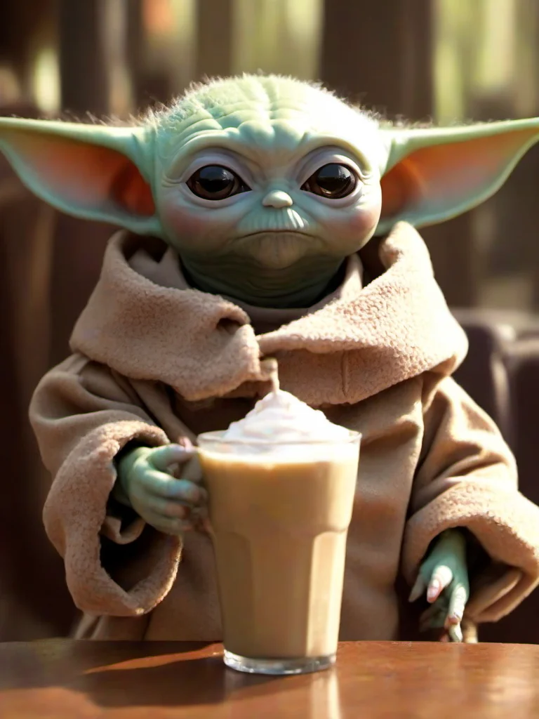 Masterpice,High Quality,
<lora:PE_BabyYoda:0.8> PEBabyYoda,
drinking milkshake