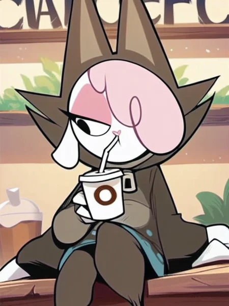 score_9, score_8_up, score_7_up, score_6_up, score_5_up, score_4_up, source_furry, Cofi_PonyXL, on_model, hood_up, claws, triangle mouth,sitting, cafe, drinking, coffee mug, holding cup, <lora:Cofi-PonyXL-v2:1.0>