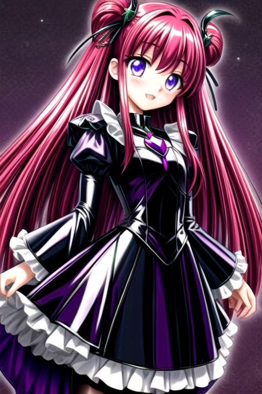 Bad_End_Precure, DarkPrecure, corrupted princess wearing dark pastel (ruffled:1) (gleaming latex:1) gown with (latex vampire cloak:1) and (detached frilly wide sleeves:1), soft lighting, ruffles, (cute little fang:1)
(vmpr:1),
<lora:more_details:1>,
