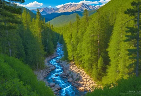 Silkscreen, ((WPA style)), (national parks style), Bold vivid natural colors, limited color palette, painting, HDR (White Mountains, Falling waters trail)