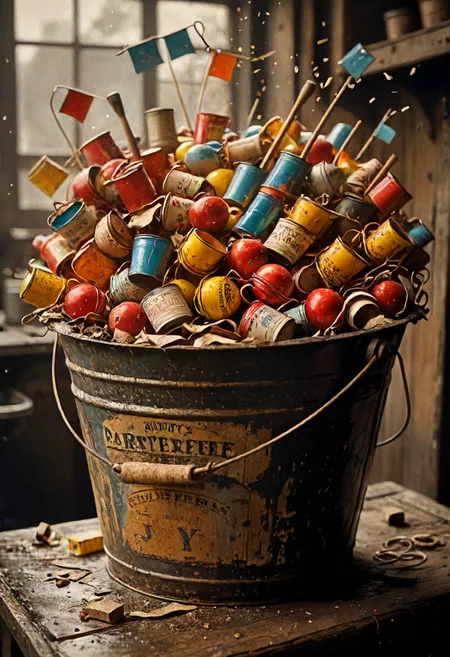 parteee bucket full of joy, detailed, perfect composition , eldoria, <lora:eldoria:0.8>