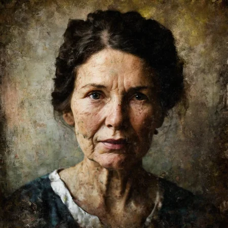 <lora:SDXL_black_and_color_Sa_May:1> old paint, portrait of the woman