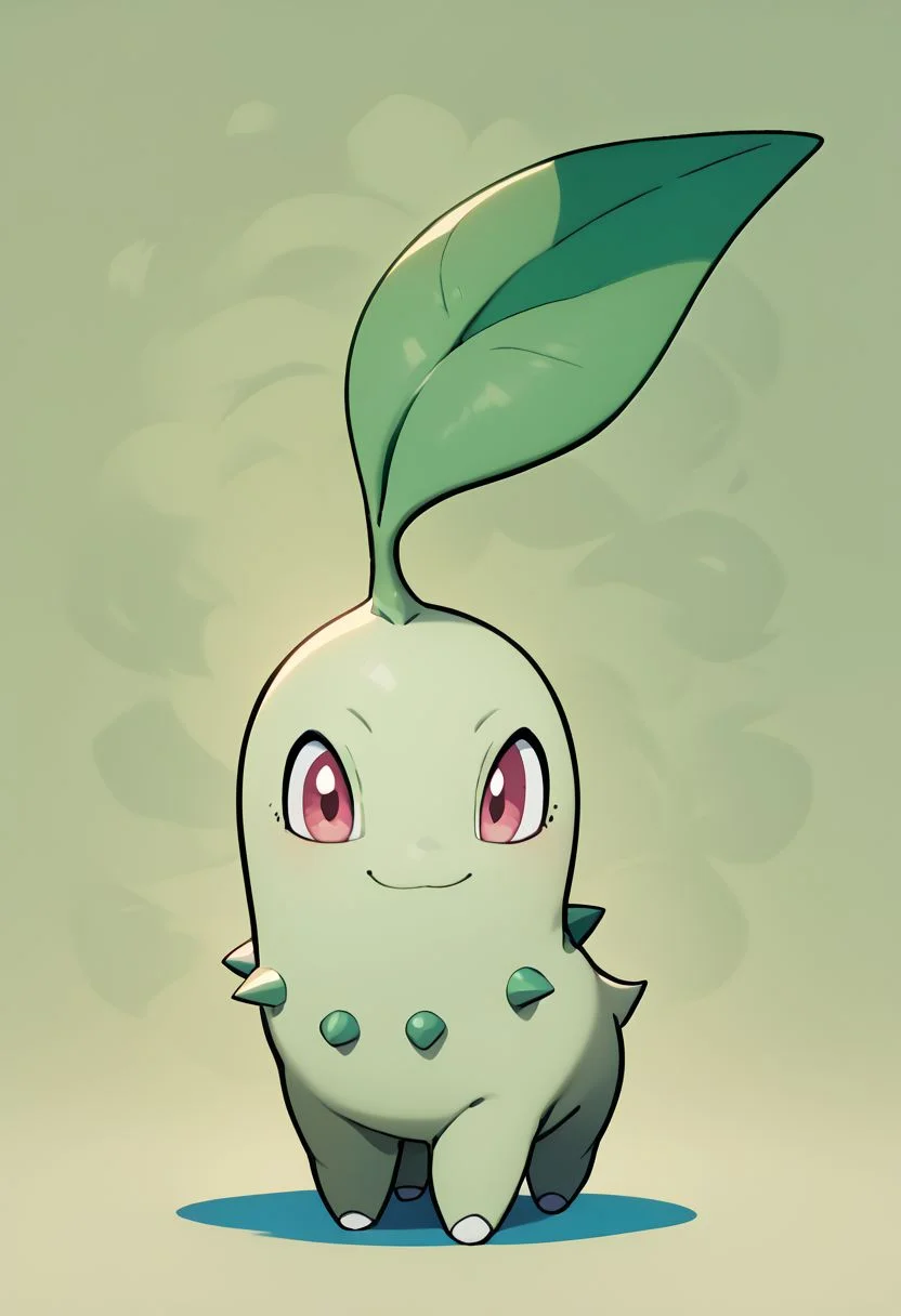 score_9, score_8_up, score_7_up, vivid bright colors,
zzChikorita, looking at viewer, smile, closed mouth, standing, full body
abstract background,