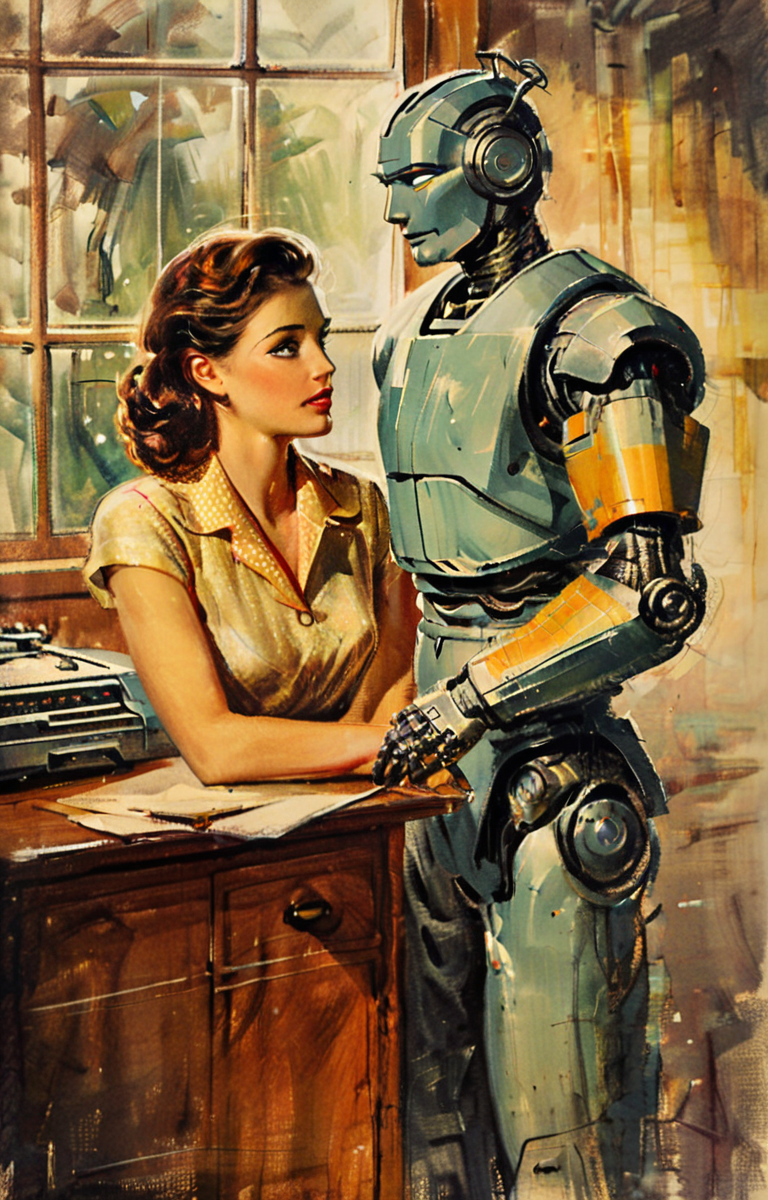 masterpiece,best quality,<lora:tbh4-sdxl:0.9>,illustration, portrait of Housework robots