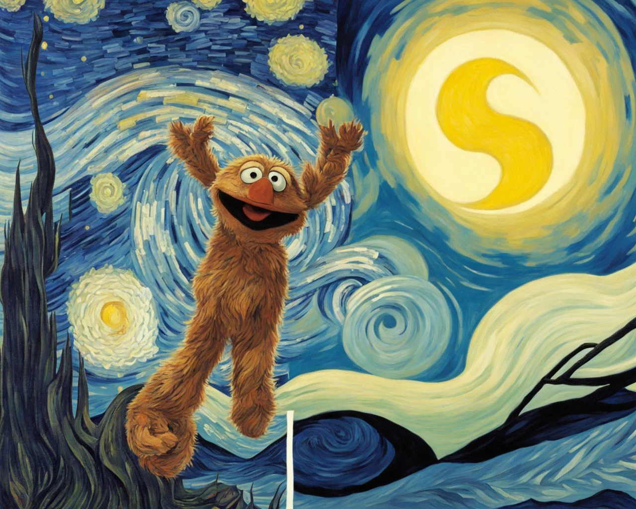 A starry night by Vincent Van Gogh MuppetShow <lora:SDXL-MuppetShow-Lora-step00002500:1.0>