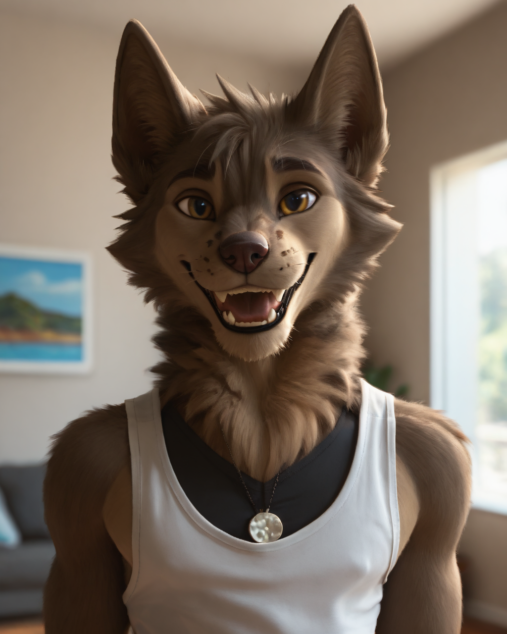 score_9, score_8_up, score_7_up, intricate details, rating_questionable,
<lora:homri52:1>
,
<lora:erofv2PXL:0.8>, 1boy(erof, anthro furry, canine, looking at the viewer, happy, 
solo, portrait, face focus, shoulders visible, tank top), cozy living room,
4k,
detailed background, depth of field, 
<lora:ral-chrosc-clr:0.5>, ral-chrosc-clr,
<lora:Expressive_H:0.5>, Expressiveh,
<lora:xl_more_art-full_v1:0.3>,
<lora:add-detail-xl:0.3>,