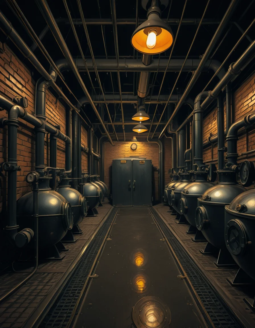 A highly detailed and realistic photograph of an industrial boiler room filled with large metal boilers, complex pipe systems, and pressure gauges. The room is dimly lit with a mix of warm yellow lighting from overhead industrial lamps and cool blue reflections from metallic surfaces. The air is slightly hazy with steam escaping from some of the pipes. The floor is made of reinforced concrete with visible stains from oil and water. Various control panels with blinking LED indicators and warning signs are mounted on the walls. The atmosphere is rugged and mechanical, evoking a sense of power and industrial efficiency. The depth of field is sharp, capturing intricate details such as rust on old pipes, the texture of the metal surfaces, and the labels on the control panels. The composition emphasizes symmetry, with pipes and machinery creating a structured, almost futuristic aesthetic.
<lora:SDXLFaeTastic2400:0.4> <lora:extremely_detailed:0.4> extremely detailed, <lora:industrial_boiler_room-i:1>,industrial b01l3r r00m, Masterpiece,best quality,hi res,8k,hi res,8k,award winning,(sharp focus, intricate, highly detailed),