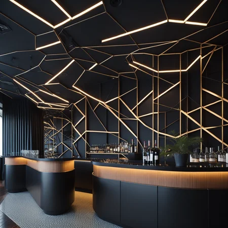 <lyco:geometric_style_interior_design_Sa_May:1.0> geometric style interior design of bar