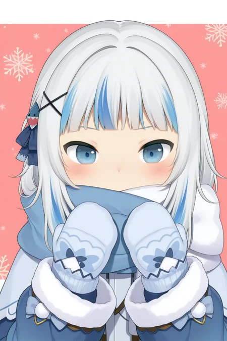 Gawr Gura, Winter_Outfit  <lora:Gawr_Gura-Winter_Outfit-Illustrious:0.8>