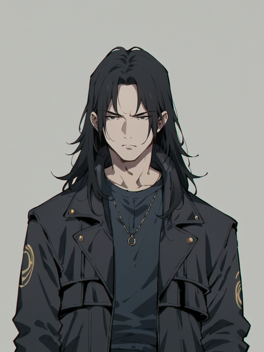 score_9, score_8_up, score_7_up, score_6_up,   <lora:whr0b1nXLP:1> whr0b1n, 1boy, black hair, jacket, solo, long hair