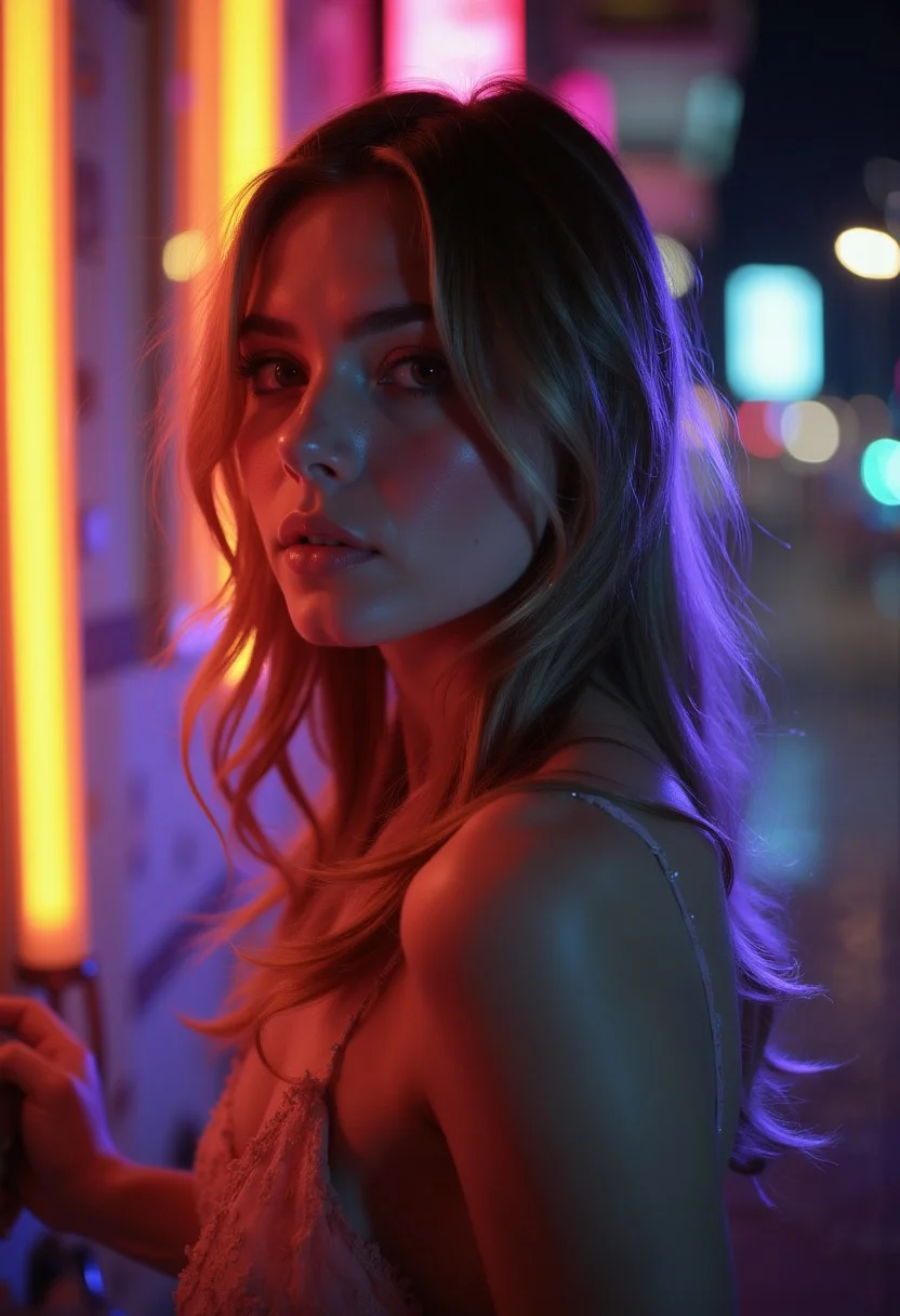 cinematic film still (Ombre color scheme: neon orange, neon purple, neon green, neonpink:1.85)
a sexy pale woman with long and special hair. shallow depth of field, vignette, highly detailed, high budget, bokeh, cinemascope, moody, epic, gorgeous, film grain, grainy