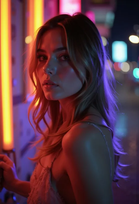 cinematic film still (Ombre color scheme: neon orange, neon purple, neon green, neonpink:1.85)
a sexy pale woman with long and special hair. shallow depth of field, vignette, highly detailed, high budget, bokeh, cinemascope, moody, epic, gorgeous, film grain, grainy