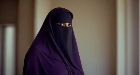 cinematic film still of <lora:burqa:1>
a naked woman in a black burqa and purple panties burqa style, shallow depth of field, vignette, highly detailed, high budget, bokeh, cinemascope, moody, epic, gorgeous, film grain, grainy