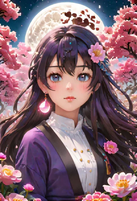 (masterpiece), (best quality), (ultra-detailed), stunning fantasy artwork blending Japanese and magical elements, featuring a Animal with gravity-defying long, their pink petals contrasting with the dark night sky and a crescent moon casting a soft glow, with a serene body of water reflecting the moonlight in the background; created in a highly detailed and vibrant style, balancing realism with fantastical elements, and a rich color palette of reds, pinks, and deep blues, evoking an atmosphere of mystery, beauty, and a touch of danger (assassinkahb style, a black and white photo, japanese writing on the back, solo, white background, jacket, monochrome, upper body, greyscale, male focus, long hair in wind, weapon, clothes writing:1.4),undefined, illustration, disheveled hair, detailed eyes, perfect composition, moist skin, intricate details, earrings, by wlop, photograph , 50mm . cinematic 4k epic detailed 4k epic detailed photograph shot on kodak detailed cinematic hbo dark moody, 35mm photo, grainy, vignette, vintage, Kodachrome, Lomography, stained, highly detailed, found footage