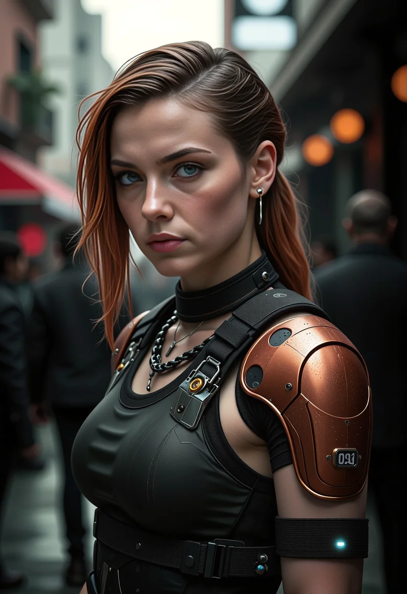 In the heart of a cyberpunk world, a cybernetic cyber threat analyst, a young Jewish woman with cybernetic implants, works diligently within a stealthy spy network operations center. Her appearance is a fusion of sculptural beauty and cutting-edge technology, adorned in futuristic geometric patterns. She dons a neural interface tech-suit, enabling seamless integration with the complex systems that surround her, her augments augmenting her capabilities and ensuring her effectiveness in the high-stakes realm of digital espionage. The scene, rendered in the distinct style of Tsutomu Nihei, captures the essence of a world where the lines between human and machine blur, and the fate of nations hinges on the skills of operatives like her. <lora:scifi/fluxAugments_v2> <lora:flux/aidmaImageUpgrader-FLUX-V0.2>, aidmaimageupgrader, <lora:Magic of Art 2 (FLUX)>, Cinematic style, Beauty, Realism, Photorealism, Chiaroscuro, High quality, <lora:flux/Sinfully_Stylish_.02_for_FLUX-000002:0.8>,