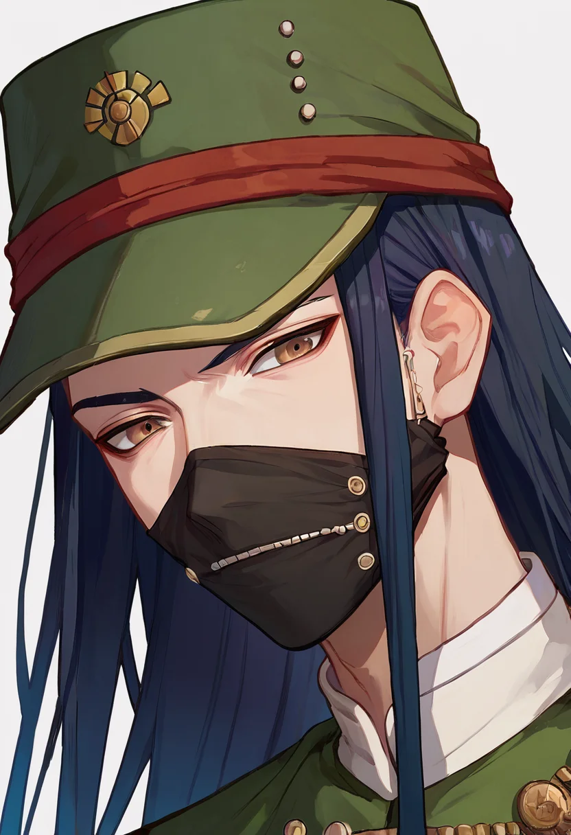 score_9_up score_8_up score_7_up, portrait, simple background
BREAK
score_9_up score_8_up score_7_up, shinguji korekiyo, 1boy, long hair, mask, black hair, brown eyes, mouth mask,
peaked cap, hat, green headwear
<lora:danganranpa_v3_pony_d16:1>