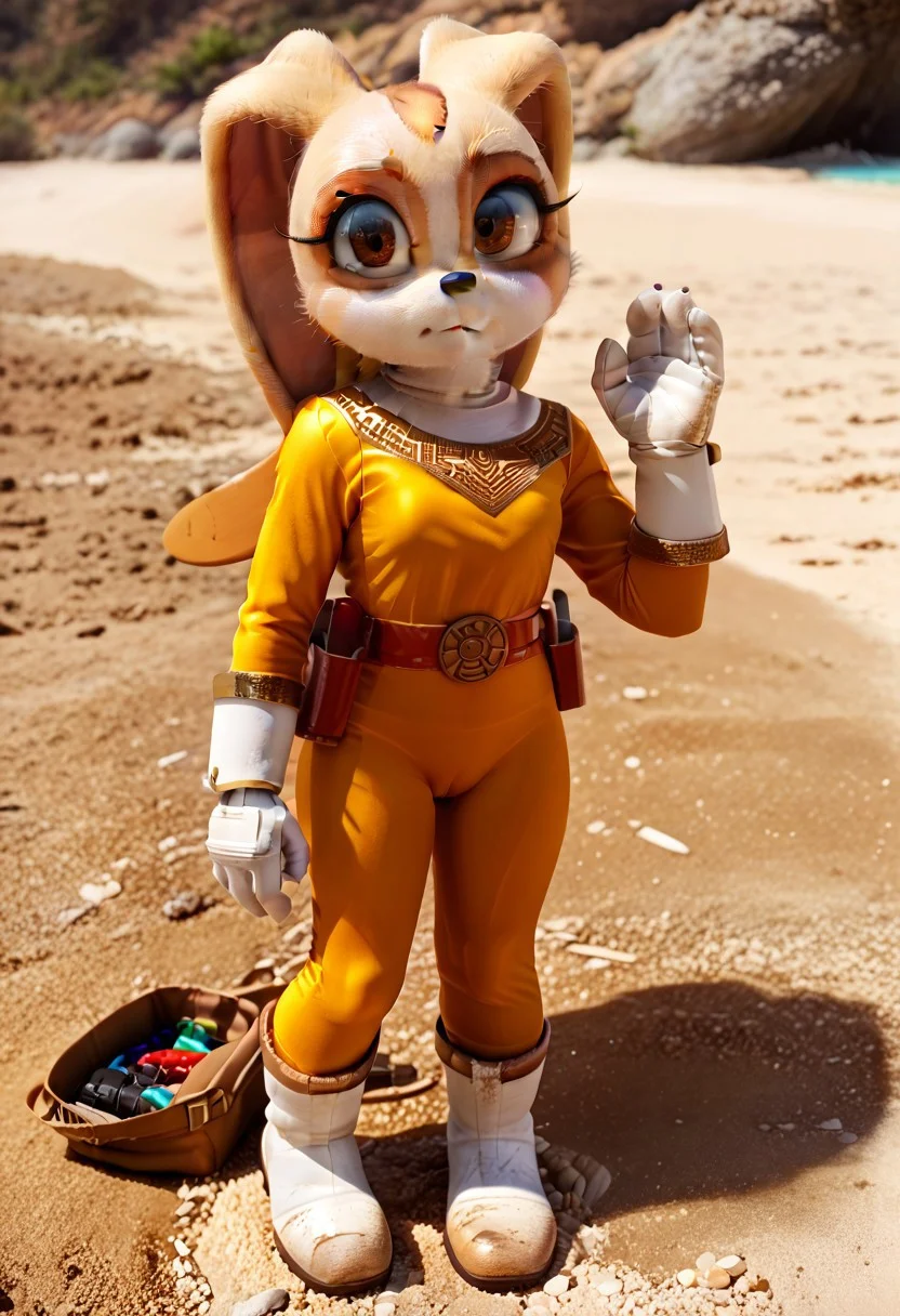 score_9, score_8_up, score_7_up, , masterpiece, beautiful, 1 girl, wide hips, solo, crouching, warm light style,
Cream the rabbit, 1girl, solo, anthro, furry, female, furry female,animal nose, furry, cute,
yellowzeoranger, Tight suit,shiny gold elements, gold belt, vibrant color, golden wrist guards, white boots,yellow colored suit,Holster,white gloves,
, beach, knee bend, hands on the ground, sand on body, dirty suit, empty handed, standing,