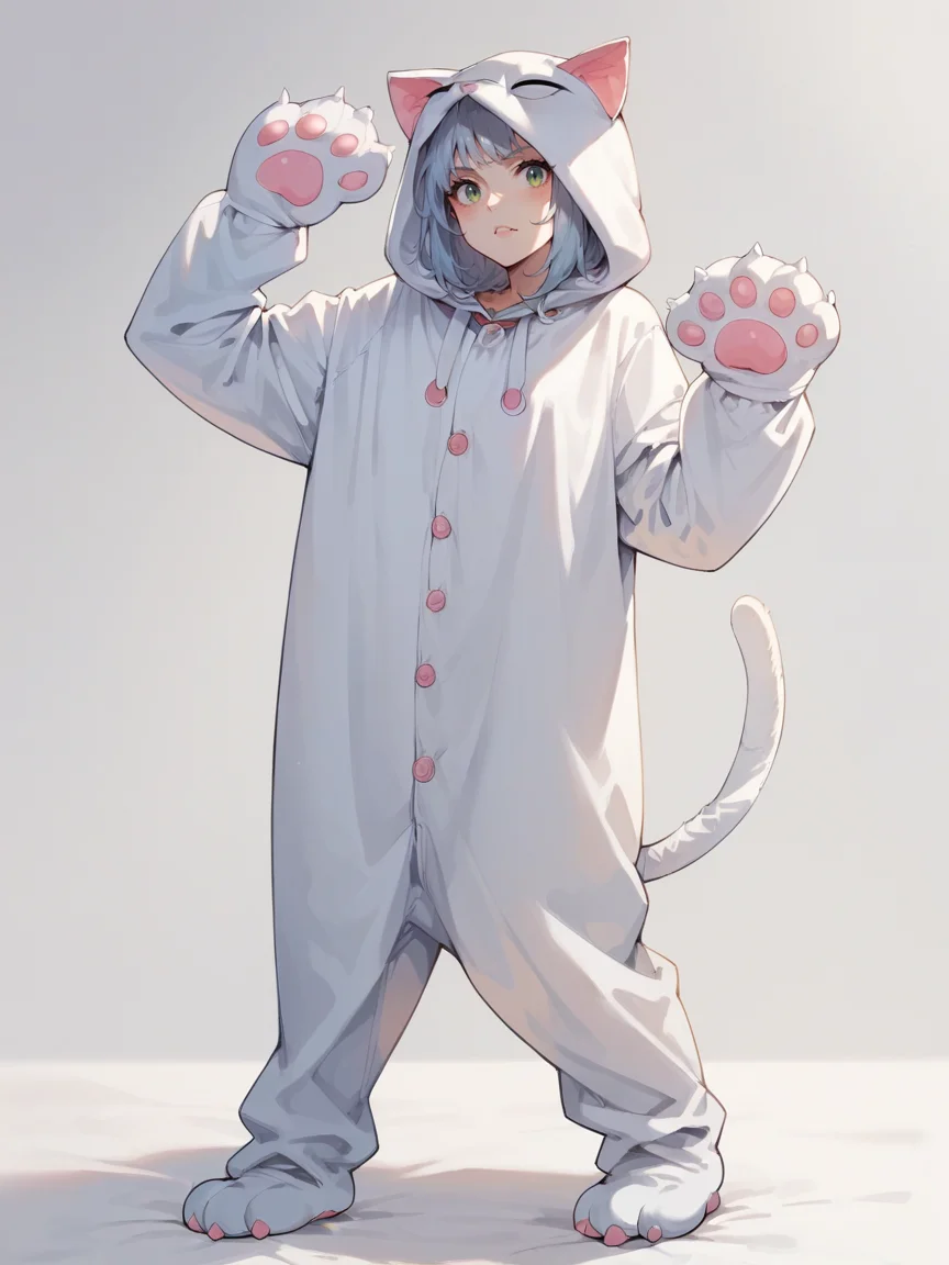 score_9, score_8_up, score_7_up, score_6_up, score_5_up, <lora:KittyonesieXLP2:0.7> kitty onesie, animal costume, hood, tail, solo, 1girl, cat costume,