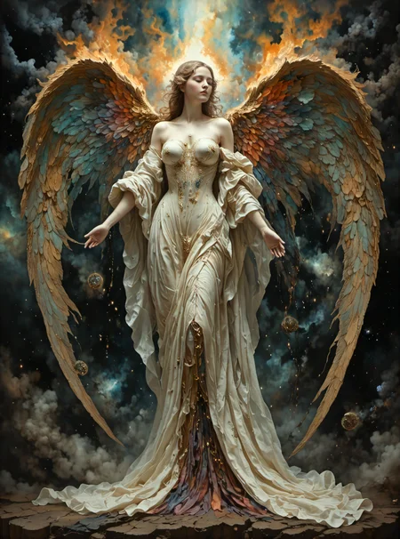 source_real,raw,photo,amateur Horror-themed I stand amazed by the visionary genius of the artist,the exacting precision of every brush stroke making the canvas come alive with awe inspiring visuals,(illustration of a beautiful angel's final breath as she succumbs to death),angelic robes soaked in blood,the artist mourns the life of a fallen goddess,the death of virtuous saint to hands of evil,the eyes plead with the viewer to release them from their pain,(((intricate background of evil spirits in the shadows))),masterpiece,. Eerie,unsettling,dark,spooky,suspenseful,grim,highly detailed,glow effects,godrays,Hand drawn,render,8k,octane render,cinema 4d,blender,dark,atmospheric 4k ultra detailed,cinematic,Sharp focus,big depth of field,Masterpiece,colors,3d octane render,4k,concept art,trending on artstation,hyperrealistic,Vivid colors,extremely detailed CG unity 8k wallpaper,trending on CGSociety,Intricate,High Detail,dramatic . Eerie,unsettling,dark,spooky,suspenseful,grim,highly detailed,