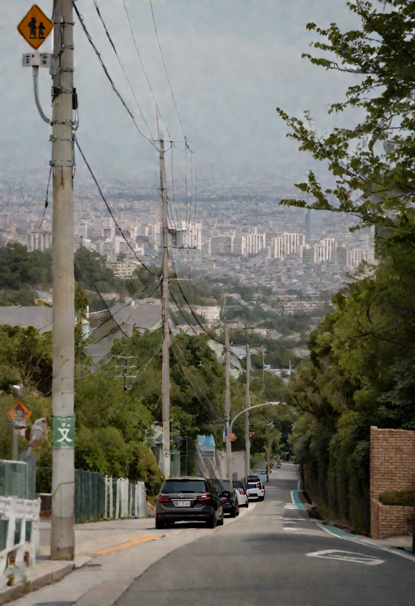 masterpiece, best quality, very aesthetic, absurdres,
haruhizaka, kitakoumae, scenery, outdoors, road, power lines, city, tree, building, sign, cityscape, road sign, utility pole, street, car, sky, day, real world location, realistic, photo background, photo (medium)
 <lora:kitakoumae_SDXL_V3:1>