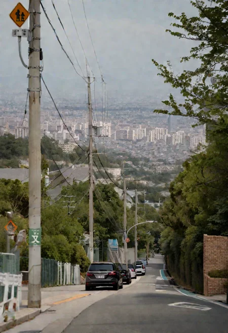 masterpiece, best quality, very aesthetic, absurdres,
haruhizaka, kitakoumae, scenery, outdoors, road, power lines, city, tree, building, sign, cityscape, road sign, utility pole, street, car, sky, day, real world location, realistic, photo background, photo (medium)
<lora:kitakoumae_SDXL_V3:1>