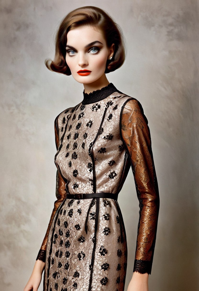 A breathtaking fashion full-body photograph by Irving Penn, Richard Avedon, capturing a 1960s Vogue woman's magazine Mod fashion shoot featuring a stunning high-end European model with short hair and (((detailed skin))), wearing sexy revealing lace liengere, smoky makeup. The scene is set against a vibrant, (((Kodak Porta 600-inspired backdrop))), (((with details that mirror the work of Pop Art artist Roy Lichtenstein))). A luxurious hand-painted realistic 1960s color block couture,by Louis Féraud, Ungaro, Pierre Cardin, Courrèges, Emilio Pucci, Oscar de la Renta, Balenciaga, Peggie Moffitt, Federico Forque, Yves Saint-Laurent, Givenchy