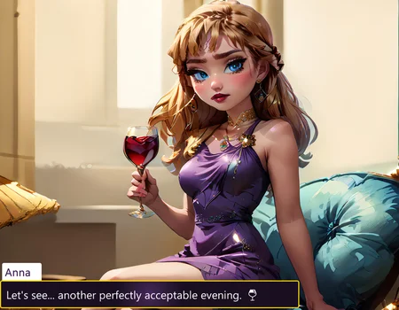 score_9_up, score_9, score_8_up, score_7_up, rating_explicit, 1girl, sexy 18 year old female, tight butt, short, small breasts, petite body, g0thicPXL, bedroom, elegant purple dress, holding a glass of wine, glass of burgundy wine, sipping on wine, jewelry, eyeshadow, mascara, lipstick, blushing, sitting, legs crossed, Yamada Anna, Long, flowing blonde hair, Large, bright blue eyes, Fair skin, Slender build, Stylish, fashionable clothes, Often wears subtle makeup, Long eyelashes, Well-defined eyebrows, Small, delicate features, Yamada_Anna, Anime_Screencap