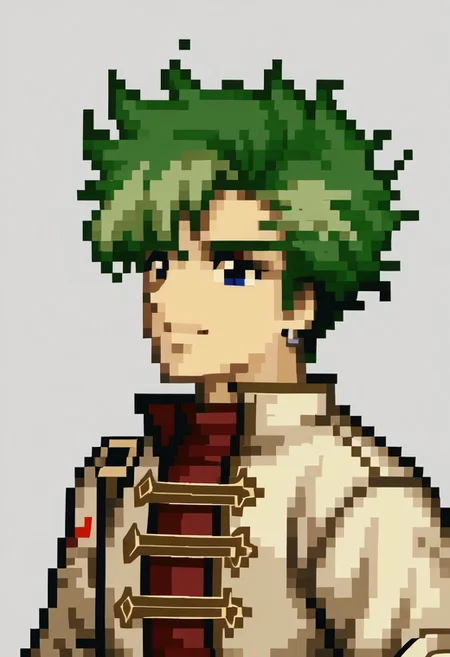 score_9, score_8_up, score_7_up, source_anime,solo, smile,
<lora:zs_FE4PortraitsXL:1> fe4portraits, portrait, pixel art, white background
1boy, male focus,<lora:kevingraham-pdxl-nvwls-v1-000006:1> trailskevin, spiked hair, green hair, two-tone hair, blue eyes, earrings, white coat, long sleeves, maroon shirt