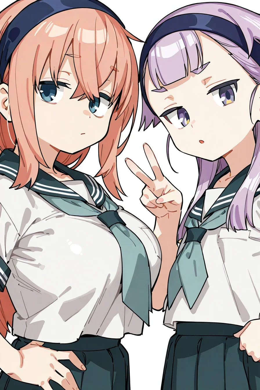 shiny skin, posing,
<lora:namaana.il:1>,
namaana,
2girls,
inaho,
komaro, large breasts,
safe, general,