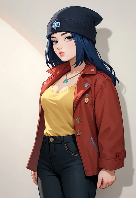 score_9, score_8_up, score_7_up, score_6_up, score_5_up, score_4_up, Expressiveh, BREAK, RAW, 8k, source_real, masterpiece, high quality,  strong shading, strong lighting,
mk, tdreboot, chinese, beanie, dark blue hair, lips, red coat, yellow shirt, black pants, sneakers, show accurate, solo, 1girl, 30 years old, lidded eyes,  seductive, different haircut, nylnft, jewelry, lips, show accurate:1.1, cleavage, medium breasts, indoor, grin,  side view,  
  full body visible, perfect anatomy, sultry, slender hips, overactive hips, seductive look, zPDXL3, nylnft,  seductive pose, seductive look, (sultry pose:1.6), watercolor \(medium\), traditional media, irl,  realistic style,
