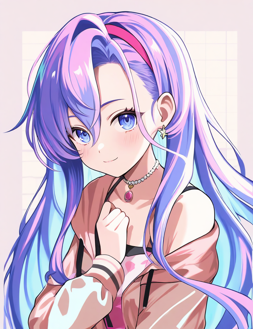 a pink hair girl,