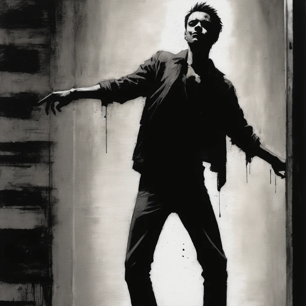 VtmArt, painting, of a young man in a dynamic pose,. <lora:VtmArt:1>, at night, tim bradstreet,