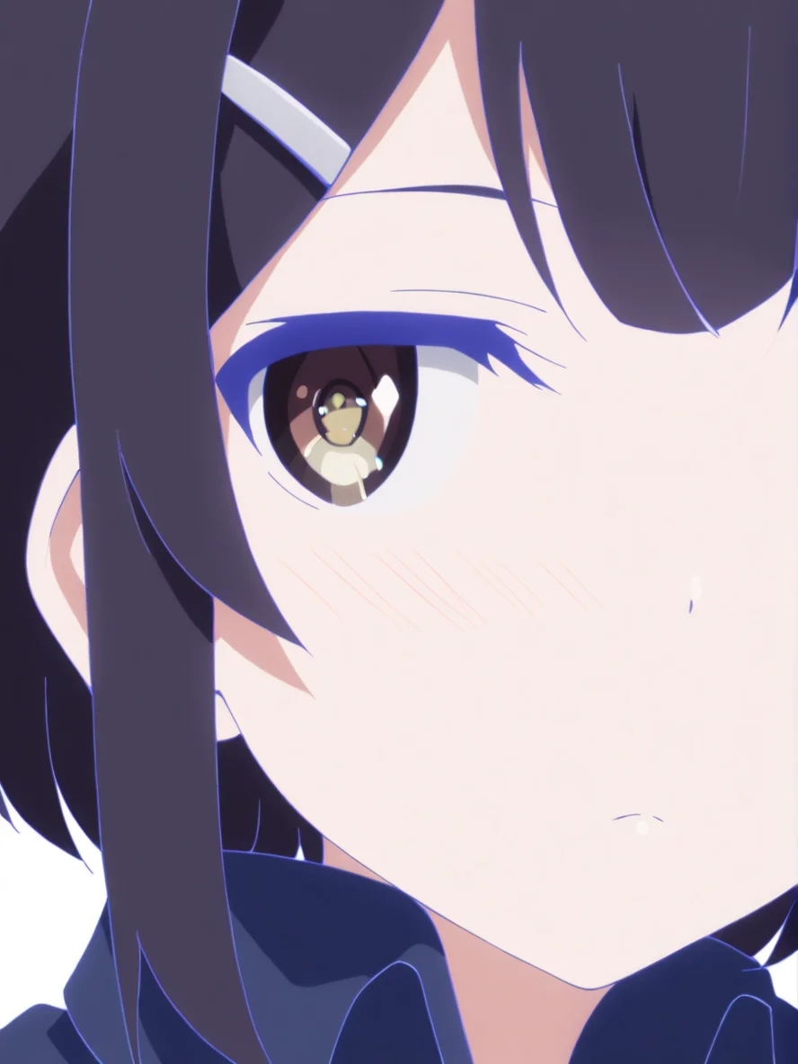1girl,
miyu edelfelt, fate \(series\),
solo, shirt, blush, collared shirt, blue shirt, closed mouth, portrait, short hair, brown eyes, hairclip, white background, looking at viewer, simple background, black hair, expressionless, parted bangs,
masterpiece, best quality, safe
<lora:mki-ani31-style2-v1-000125:1>