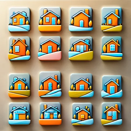 <lora:artfullyTILED_SDXL_V2:0.9>,homes, house, collection of icons, arranged in a grid, relief,