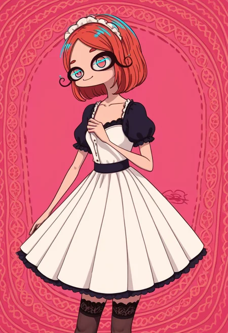 score_9, score_8_up, score_7_up,
masterpiece, best quality, detailed, amazing quality,
detailed background,
solo, 1girl, dress, stockings, looking to the side, cute, lovely, easynegative, closeup, flat colors, defined lines, colourful, fancy, frilly, lace, portrait, smiling