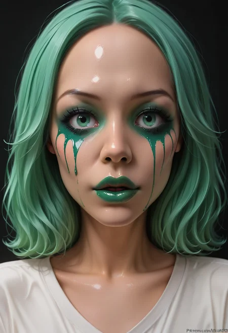 score_9, score_8_up, score_7_up, rating_safe, concept art, realistic, Fixhand.
1girl, solo, cute face, sexy face, Sexy body,
TearsMakeUp, Green Tears