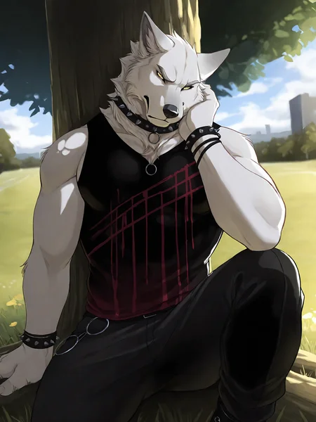 <lora:HarukiIL4:0.8>, haruki, male, solo, yellow eyes, annoyed, sitting, leanin on tree, pants, edgy outfit,
BREAK masterpiece, best quality, amazing quality, very aesthetic,highres, absurdres, detailed background,