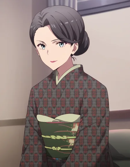 score_9, score_8_up, score_7_up, source_anime,
motheryukinoshita, <lora:mother-yukinoshita-s3-ponyxl-lora-nochekaiser:1>,
mother yukinoshita, short hair, blue eyes, black hair, hair bun, single hair bun, hair up,
japanese clothes, kimono, sash, makeup, obi, floral print, lipstick, black kimono,
indoors, bent over, smile,
looking at viewer, cowboy shot, dutch angle, solo,