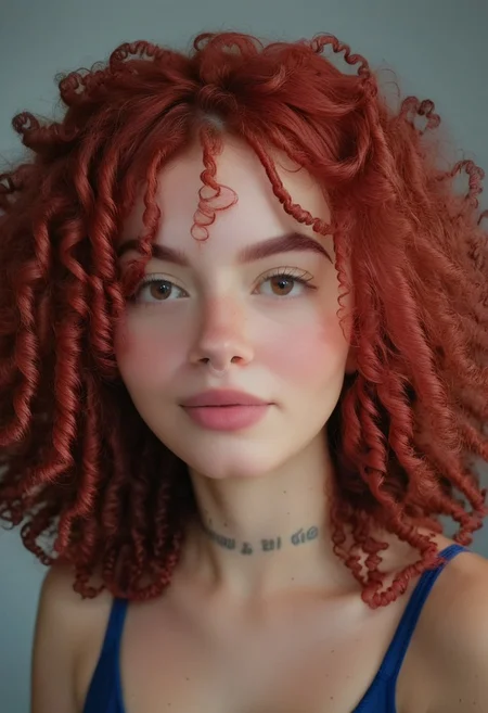 realistic, 22yo girl, shoulder-length red curly hair, brown eyes, UHD, photorealistic, best quality, masterpiece, 16K, cinematic