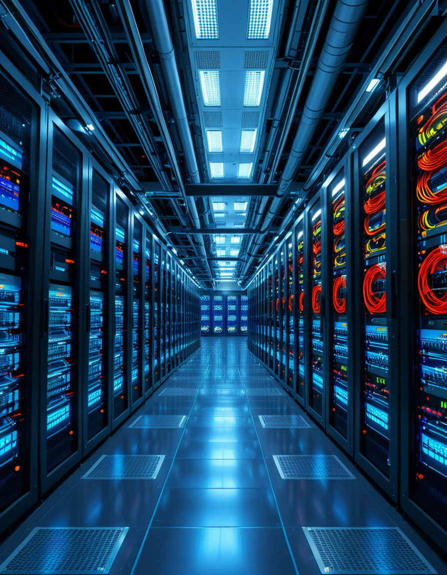 A high-security server room with dim, cold blue lighting and rows of towering black server racks filled with blinking LED indicators. The air is sterile, with a faint hum of cooling fans and the soft beeping of data transfers. Thick, reinforced cables snake across the floor, connecting the machines to a central security terminal displaying encrypted code on multiple high-resolution monitors. The walls are lined with biometric scanners, surveillance cameras, and warning signs indicating "Restricted Access" and "Cyber Threat Level: High." A red emergency light subtly glows in the background, casting a sense of urgency. The atmosphere is ultra-modern and highly secure, evoking the feeling of a top-secret data vault or cyber warfare control center.
<lora:SDXLFaeTastic2400:0.4> <lora:extremely_detailed:0.4> extremely detailed, <lora:high-security_s3rv3r_r00m:1>,high-security s3rv3r r00m, Masterpiece,best quality,hi res,8k,hi res,8k,award winning,(sharp focus, intricate, highly detailed),