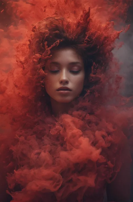 Engulfed By red, a portrait of a pretty french young woman, intricate detail, modern, 16k, digital art, artstation, cinematic lighting, vivid, professional 3d model analog film photo, a portrait of a pretty french young woman, faded film, desaturated, 35mm photo, grainy, vignette, vintage, Kodachrome, Lomography, stained, highly detailed, found footage . octane render, highly detailed, volumetric, dramatic lighting
 <lora:EngulfedBy:1>