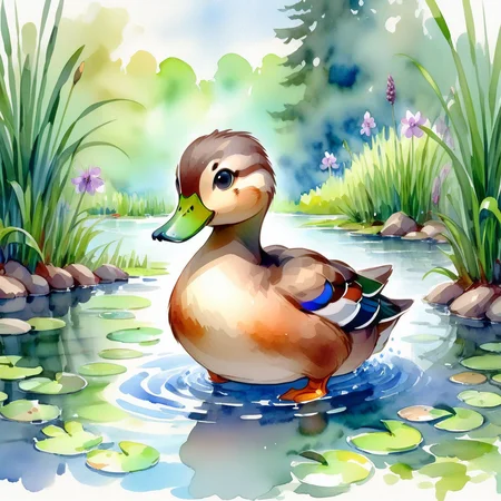 SoftWaterColors, a duck at a pond, BREAK
<lora:SoftWatercolors:1>